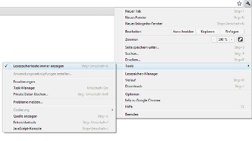 Die Lesezeichenleiste von Chrome ausblenden