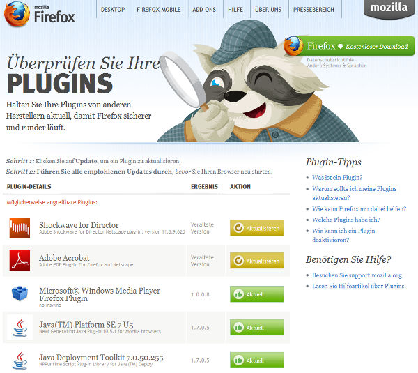 Plugin-Check von Mozilla