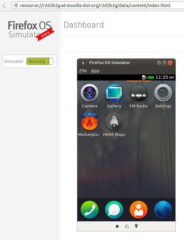 Screenshot des Firefox OS Simulators