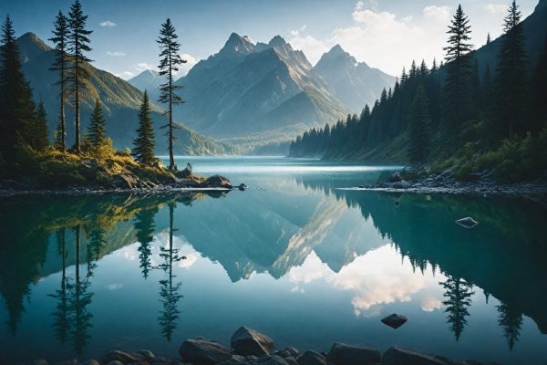 Cooles Hintergrundbild: Bergsee mit Spiegelung