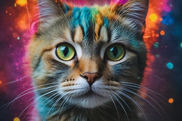 Cooles Hintergrundbild: Farbenfrohe Katze