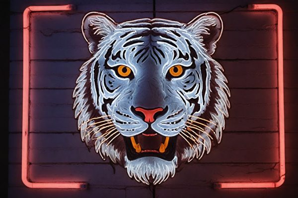 Cooles Hintergrundbild: Neon-Schild Tiger